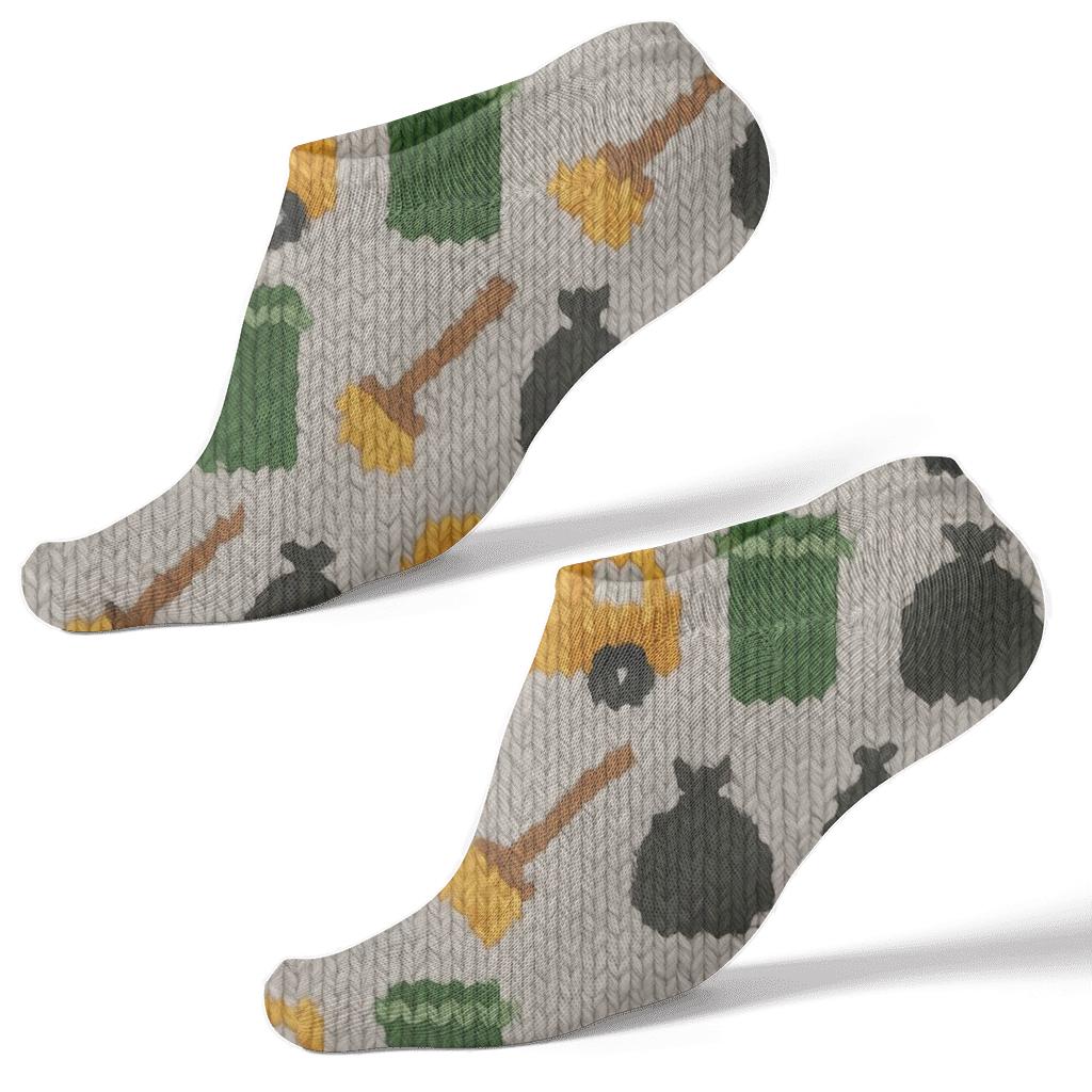 Knitted Illusion Streetscape For Garbage Collector trendy patterned ankle socks