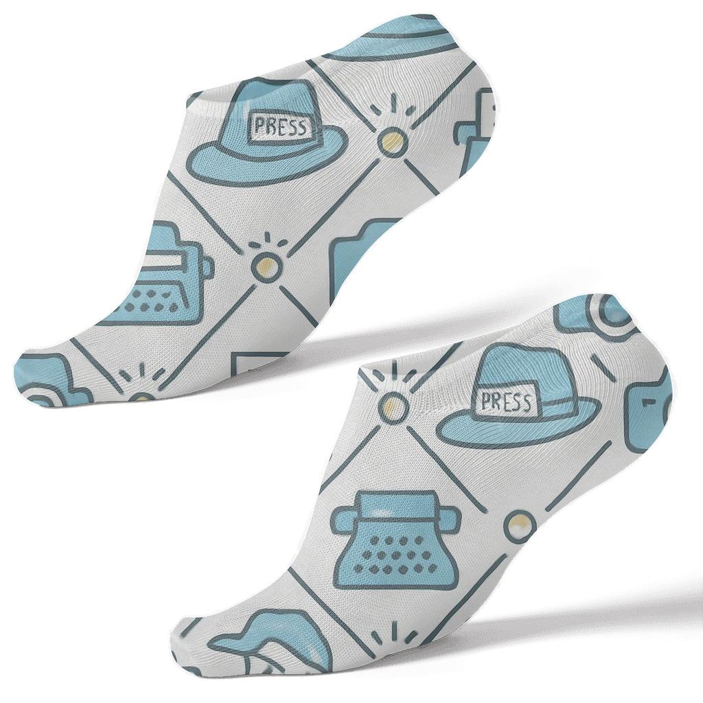Journalist Crafted Camera Lattice Tessellation comfortable cotton ankle socks