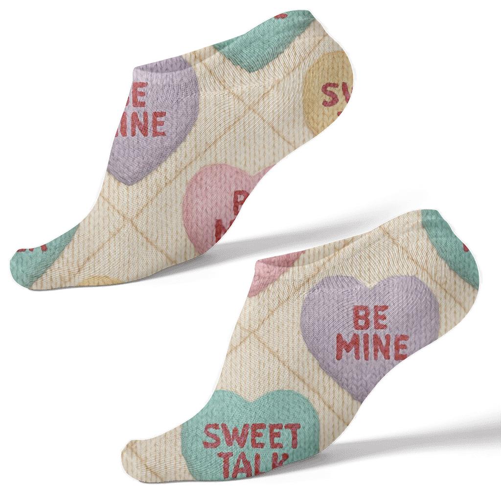 Knitted Illusion Valentine’s Candy Heart Lattice comfortable cotton ankle socks