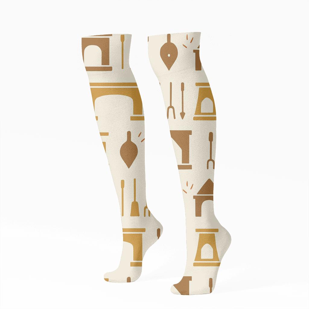 Mantel Silhouette Bands With Fireplace Tools custom knee-high socks