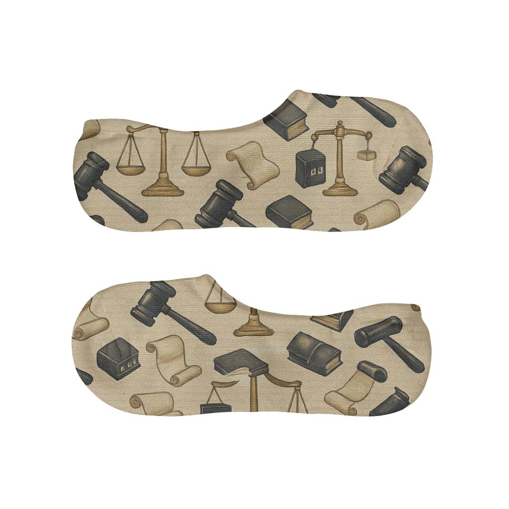 Gavel And Scales Pattern With Judge Accents trendy no-show sock styles