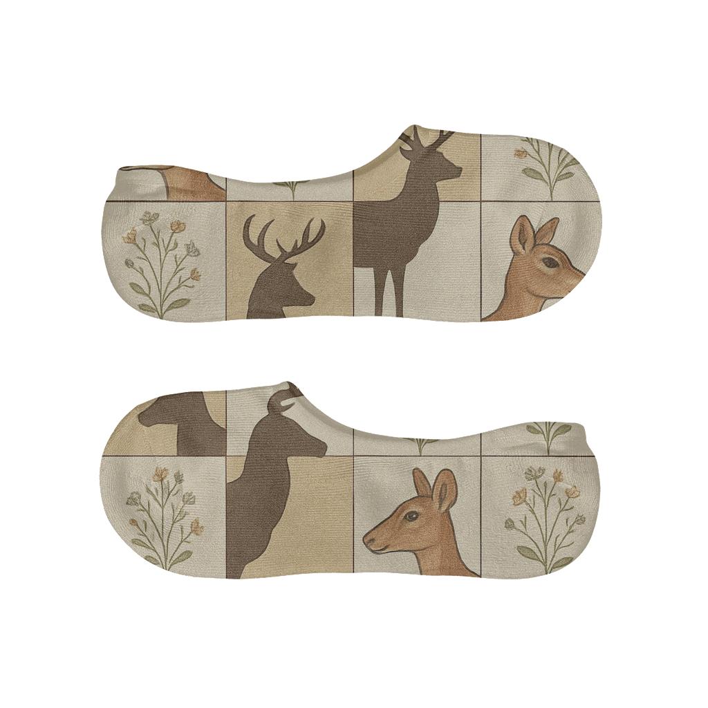Vintage Naturalist Tiles, Woodland Study With Deer breathable no-show socks
