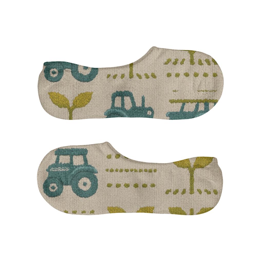 Farmer Tractors And Crop Rows Knitted Grid breathable seamless no-show sockscustom no-show socks