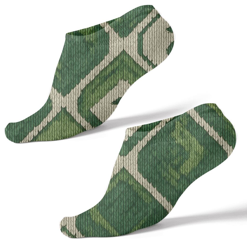 Moss Green Snake Knitted Scale Lattice comfortable cotton ankle socks