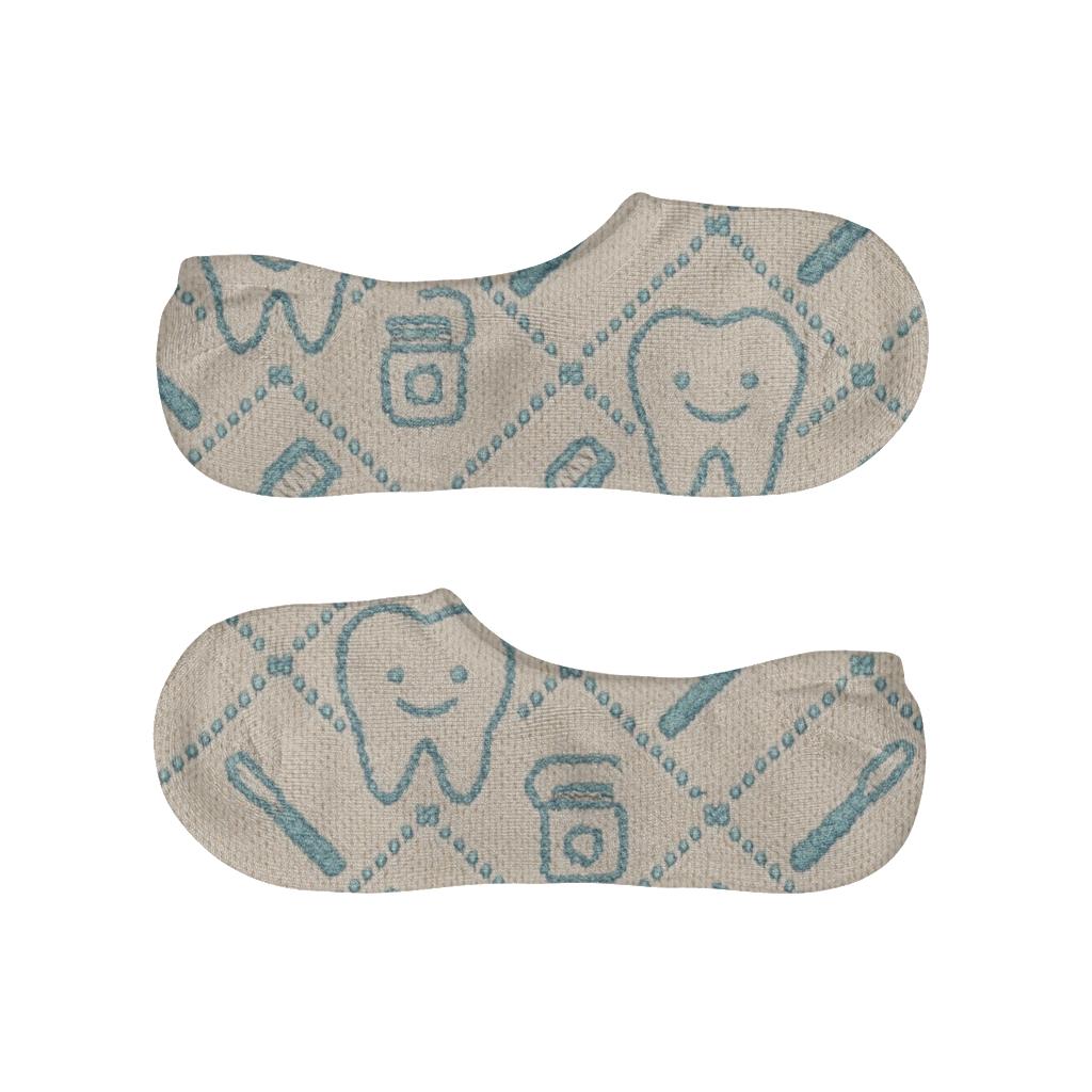 Knitted Illusion Tooth Smile Lattice Dentist soft cotton no-show socks