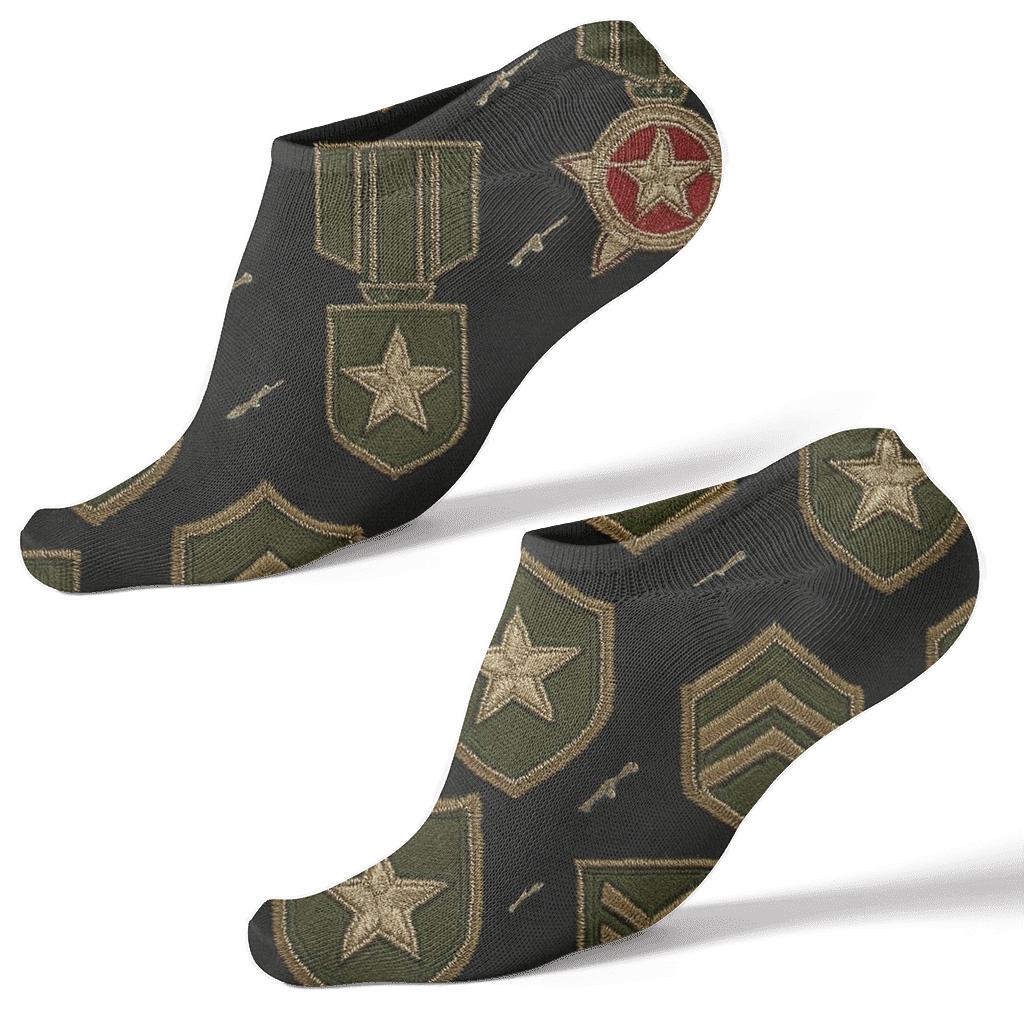 Soldier-Insignia Tessellation In Midnight Field designer print ankle socks