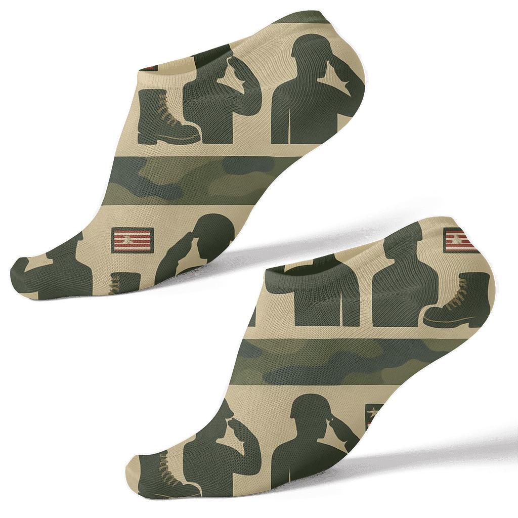 Camouflage Pattern Bands With Soldier Silhouettes stylish athletic ankle socks