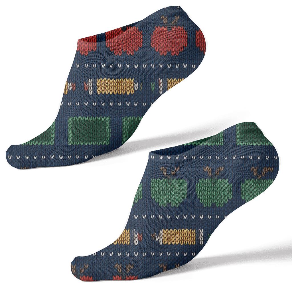 Teacher Knit Illusion Apple And Pencil Fair Isle personalized ankle socks