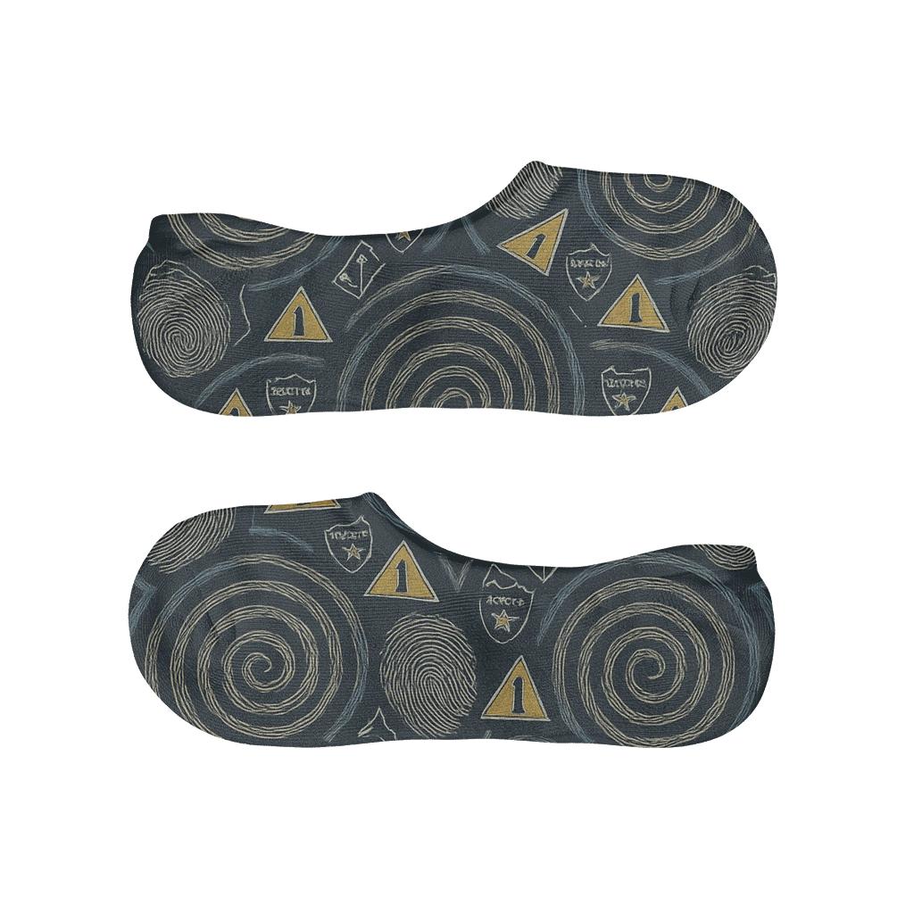 Fingerprint Spiral Tiles In Police Detective Noir trendy no-show sock styles