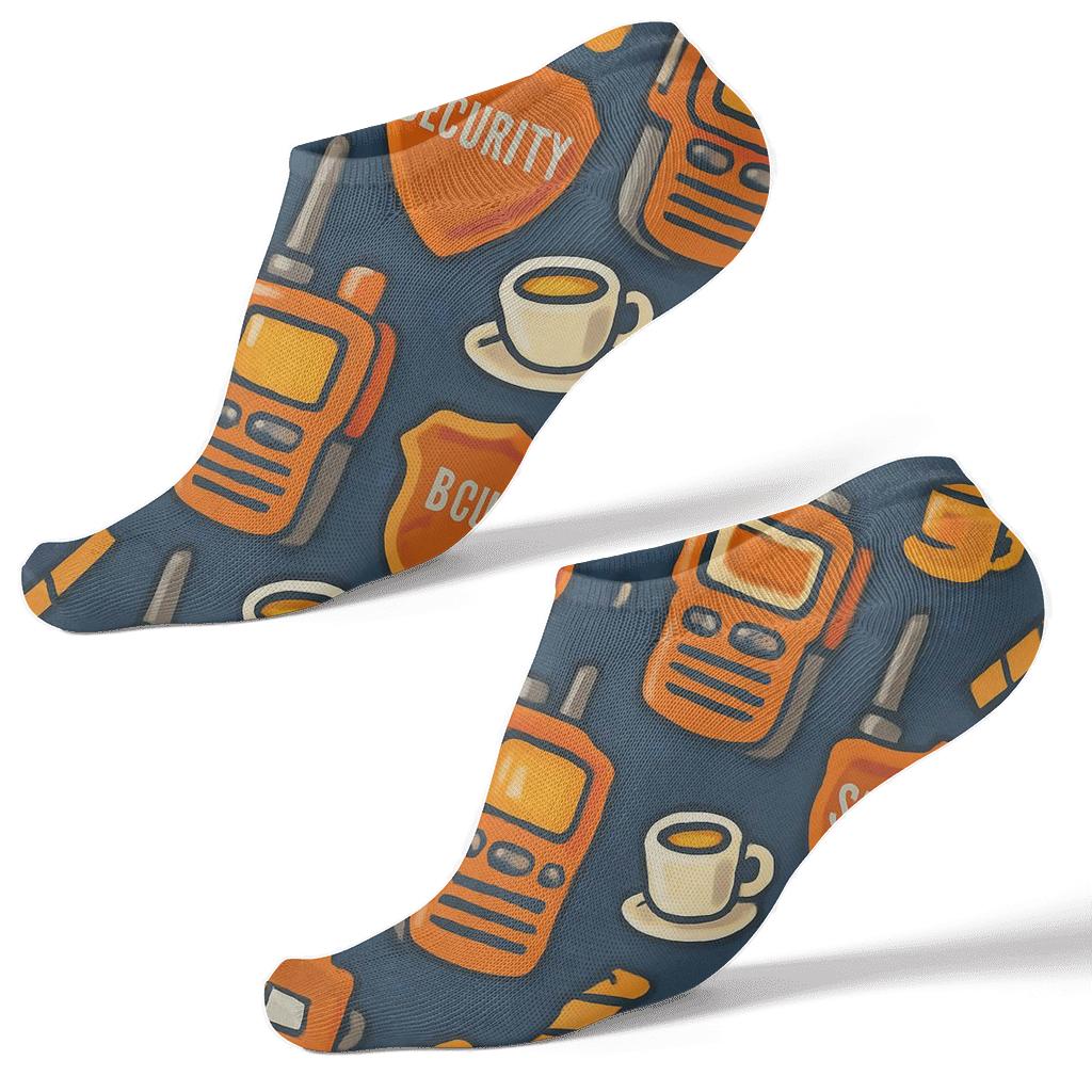 Walkie Talkie Lattice With Security Guard Charm soft everyday ankle socks