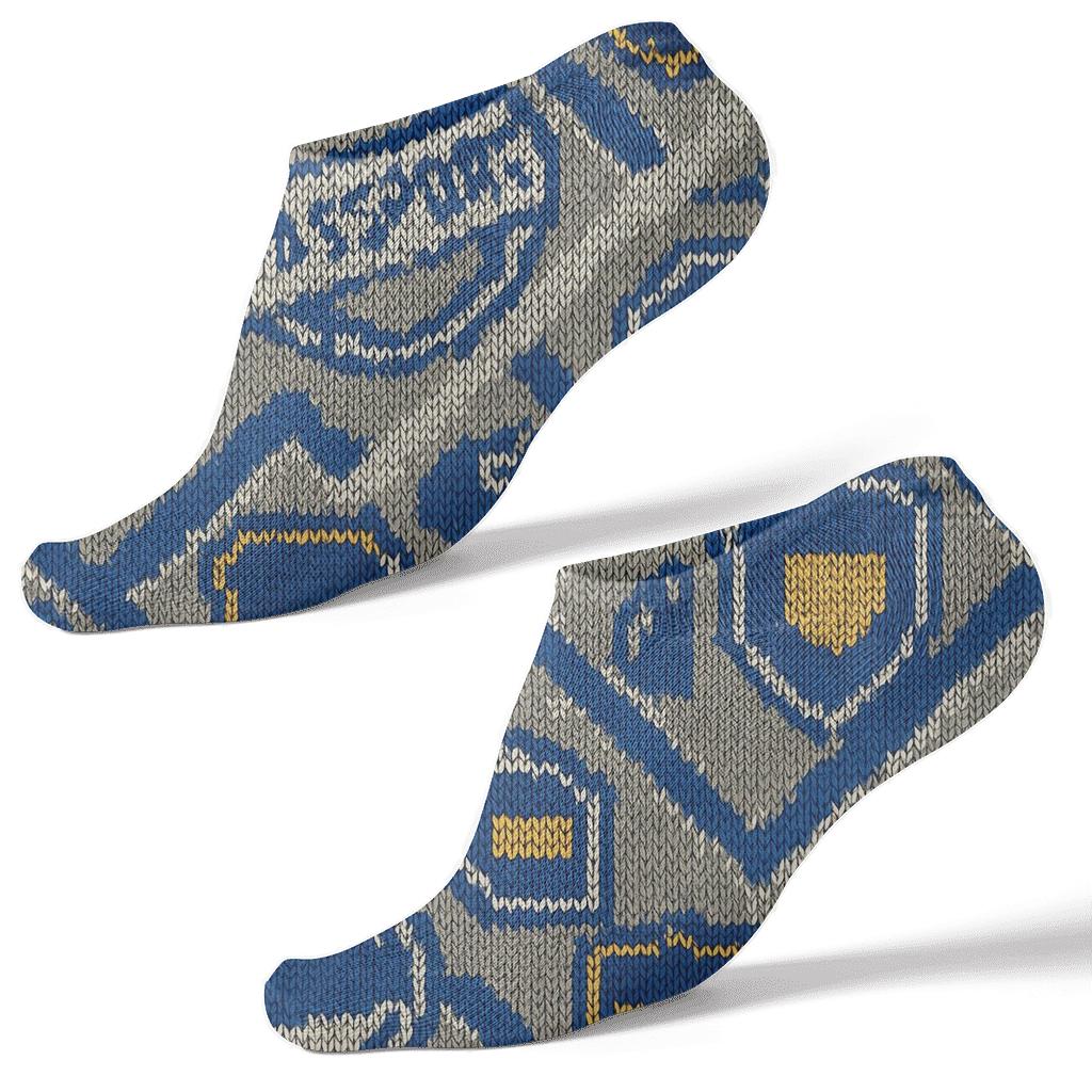 Knitted Passport Stamps In Customs Officer Rhythm unique graphic ankle socks