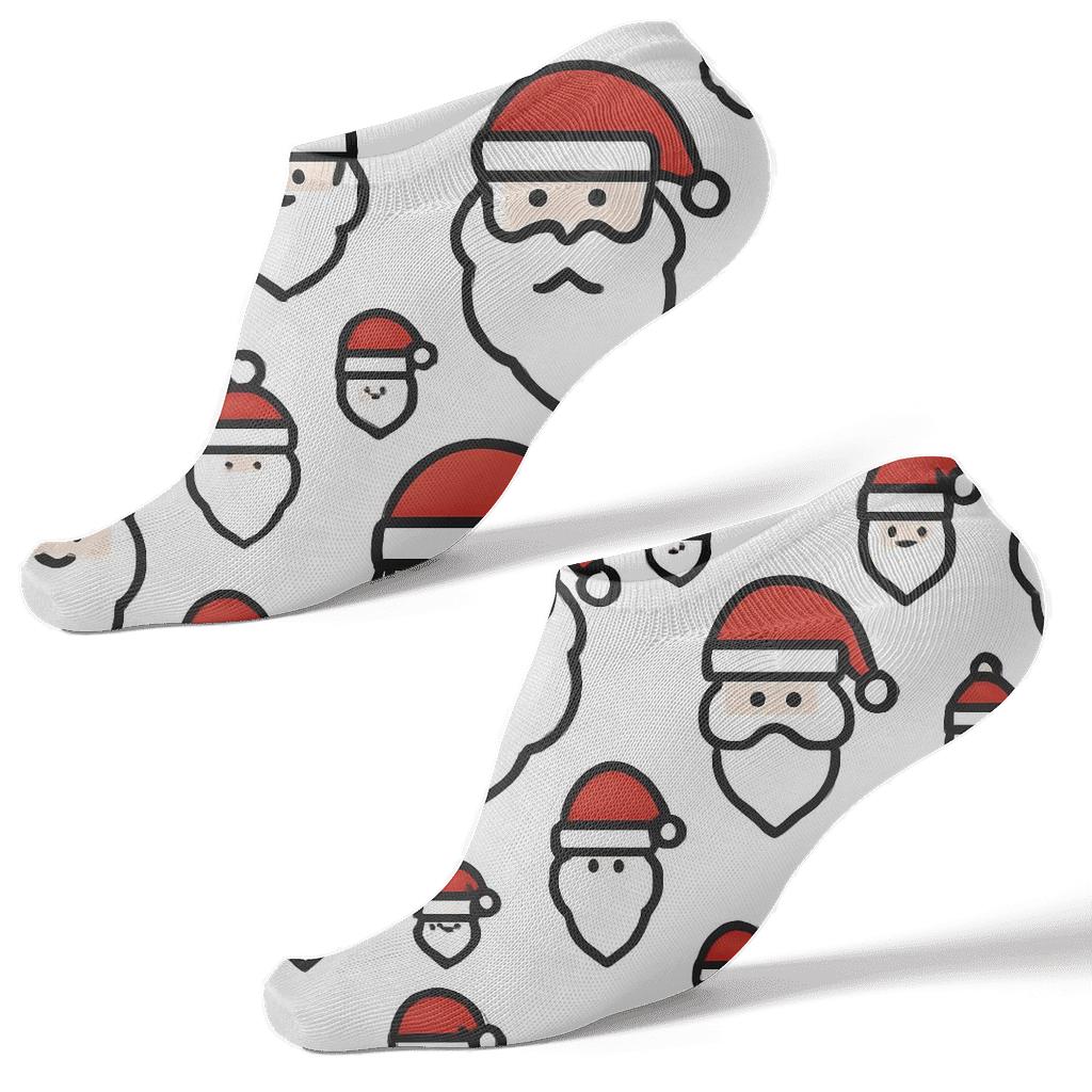 Minimal Santa Icon Lattice On White Field unique graphic ankle socks