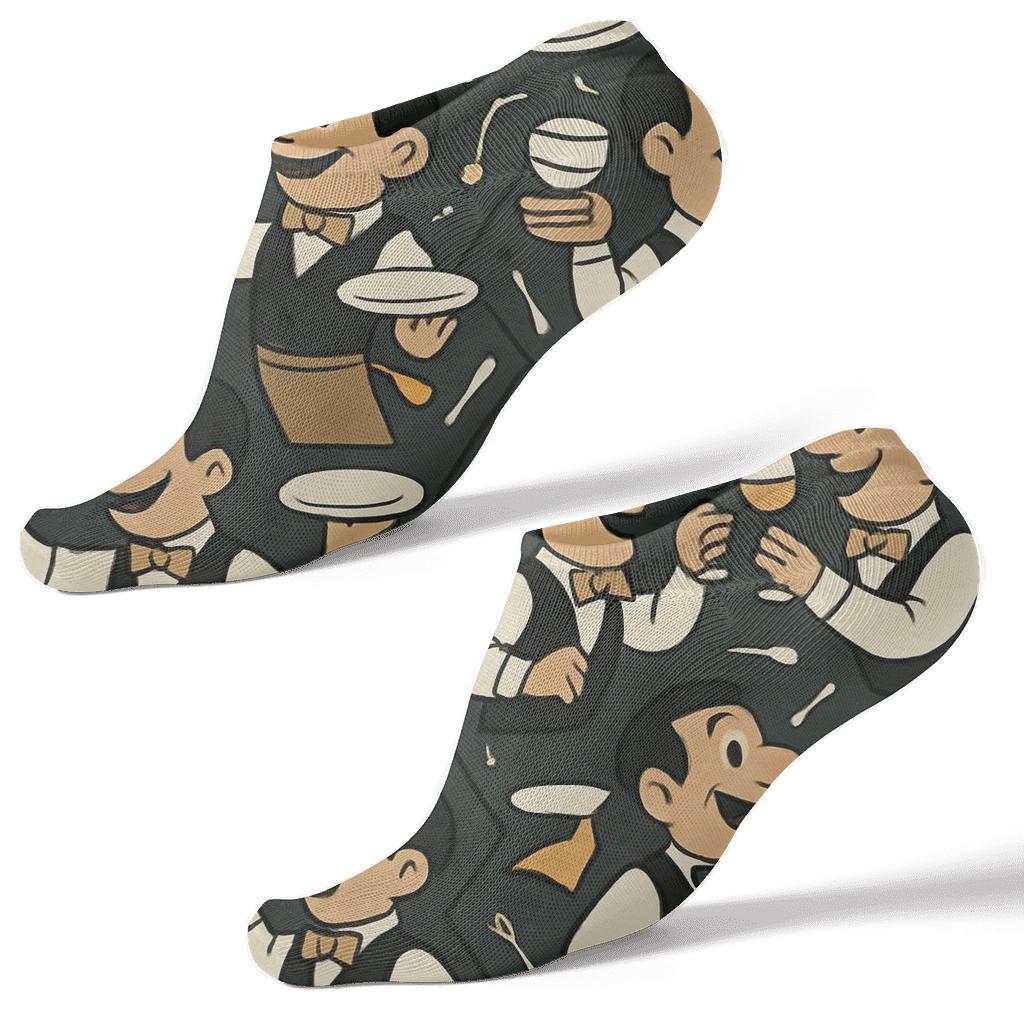 Waiter Juggling Tray Tessellation In Cherry Red custom ankle socks
