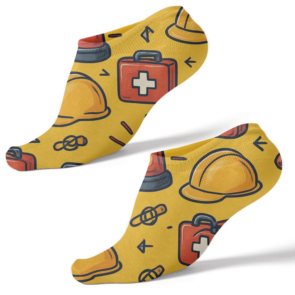 Emergency Beacon Lattice With Rescue Worker Icons unique graphic ankle socks