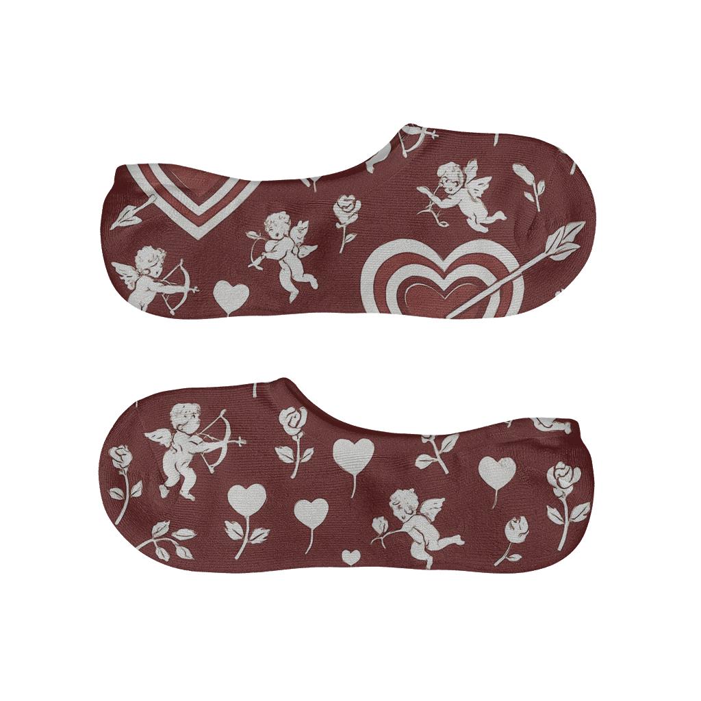 Heart Collage Pattern With Valentines Heart With Arrow In Orbit personalized no-show socks