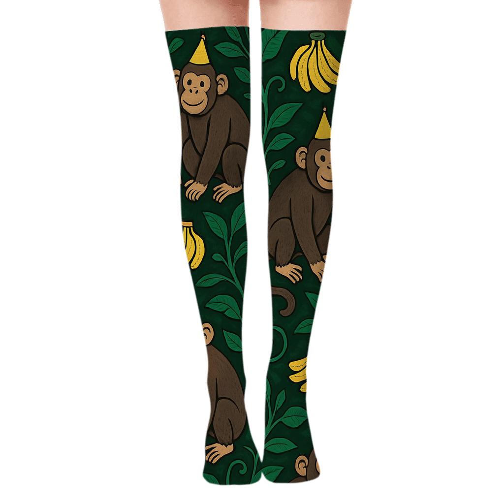 Jungle Parade Ape Pattern soft everyday over-the-knee socks