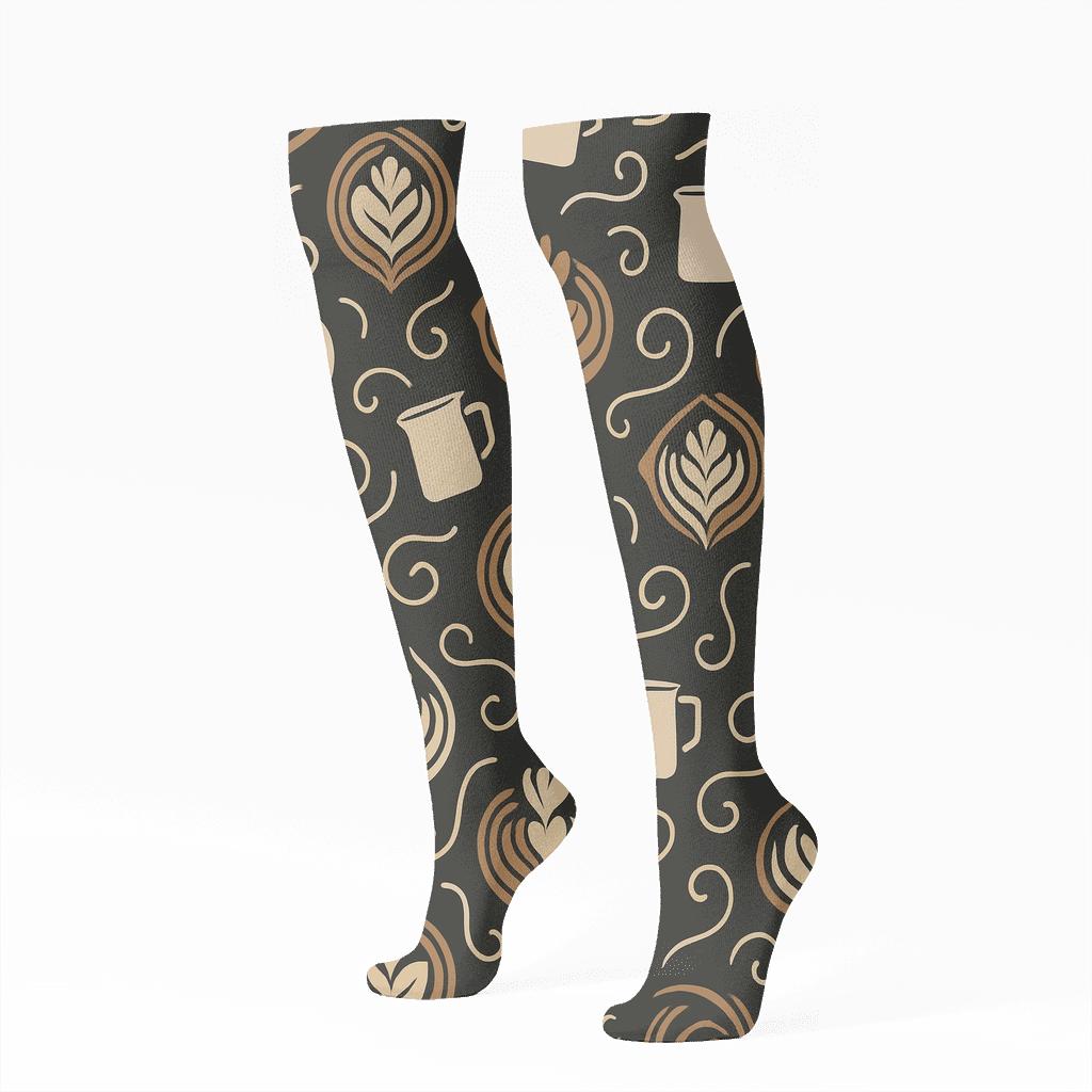 Latte Art Lattice, Barista Edition comfortable cotton knee-high socks