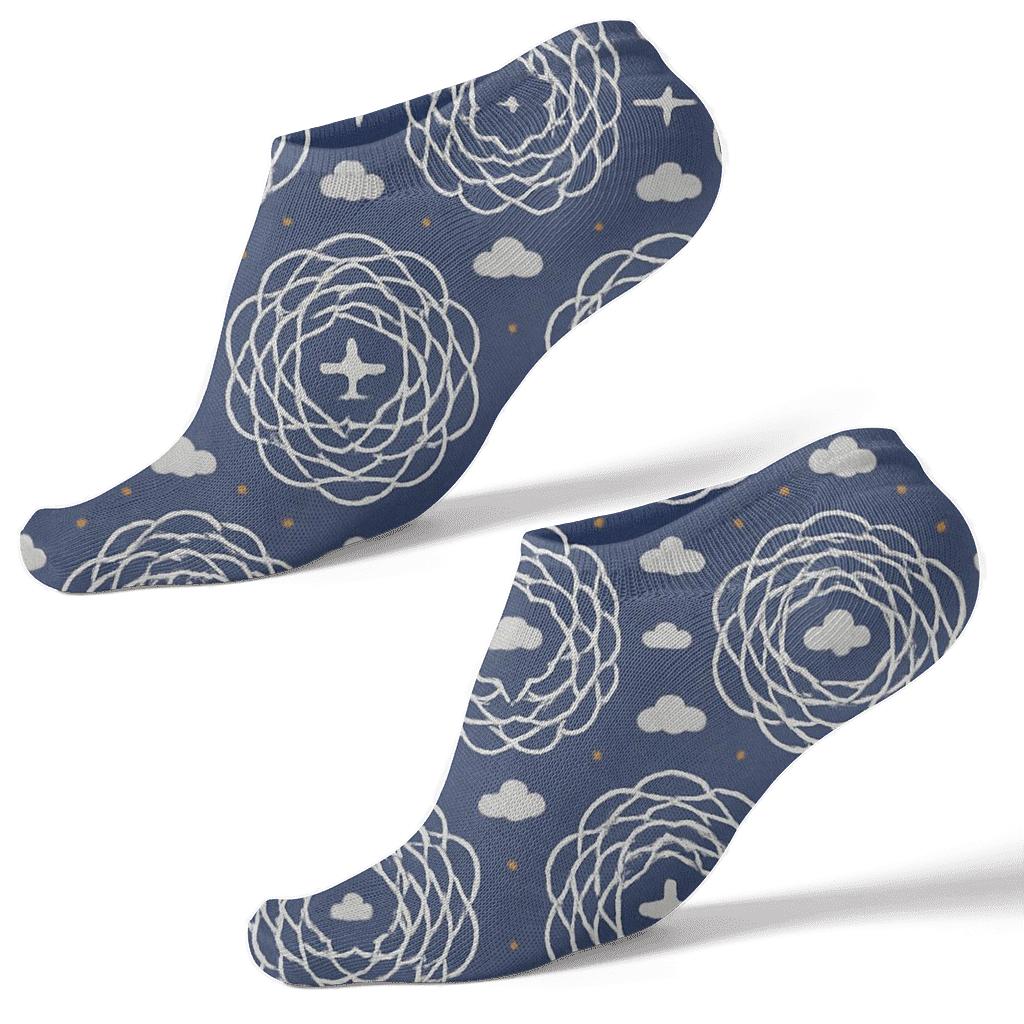 Airplane Contrail Rosette Medallions trendy patterned ankle socks