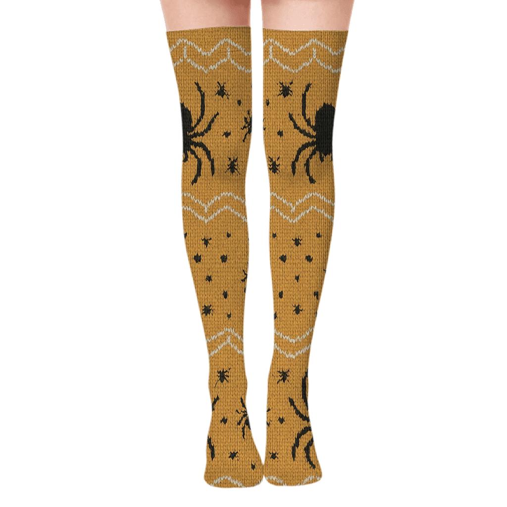 Knitted Web Bands With Spider Motifs stylish fashion over-the-knee socks