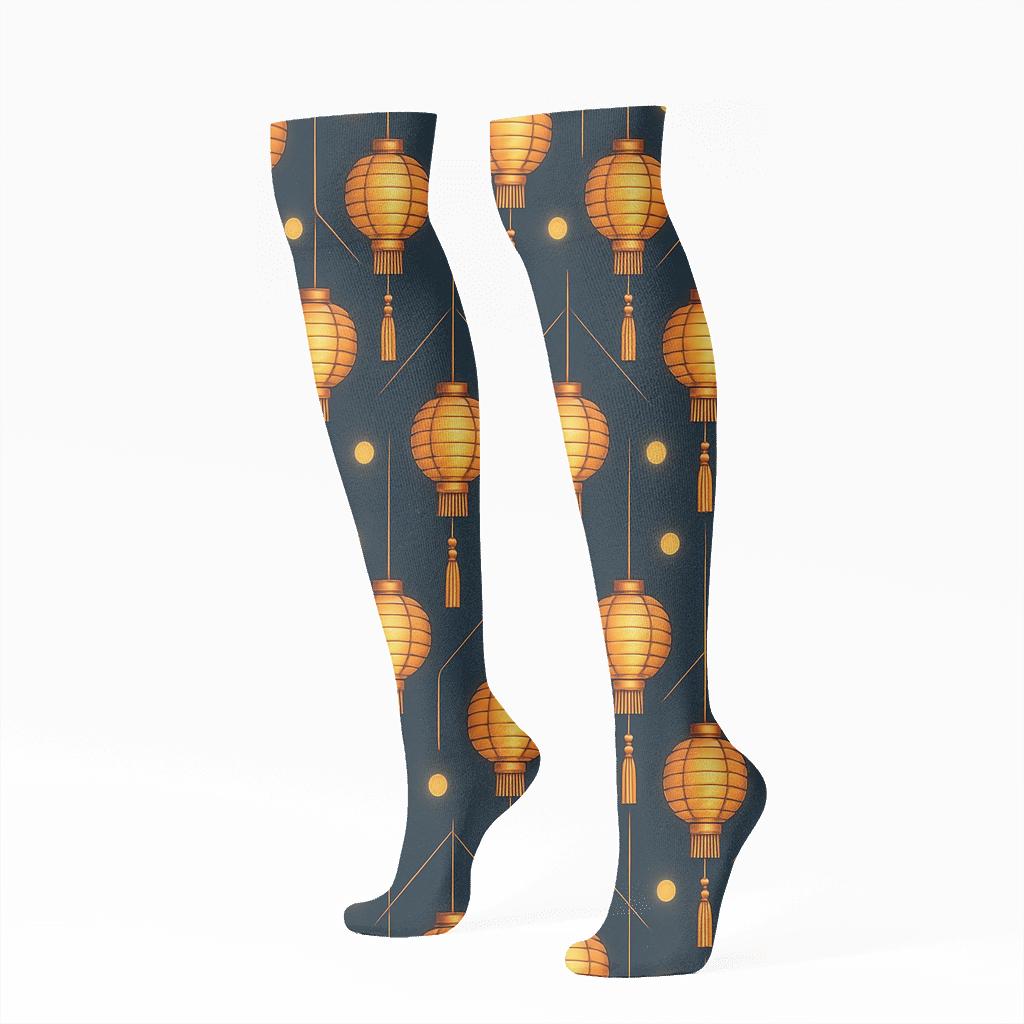 Midnight Tassel Chevron With Lantern Minis personalized knee-high socks