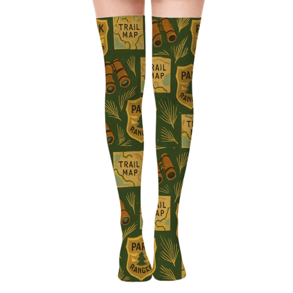 Ranger Badge Mosaic For Park Ranger Adventures soft everyday over-the-knee socks