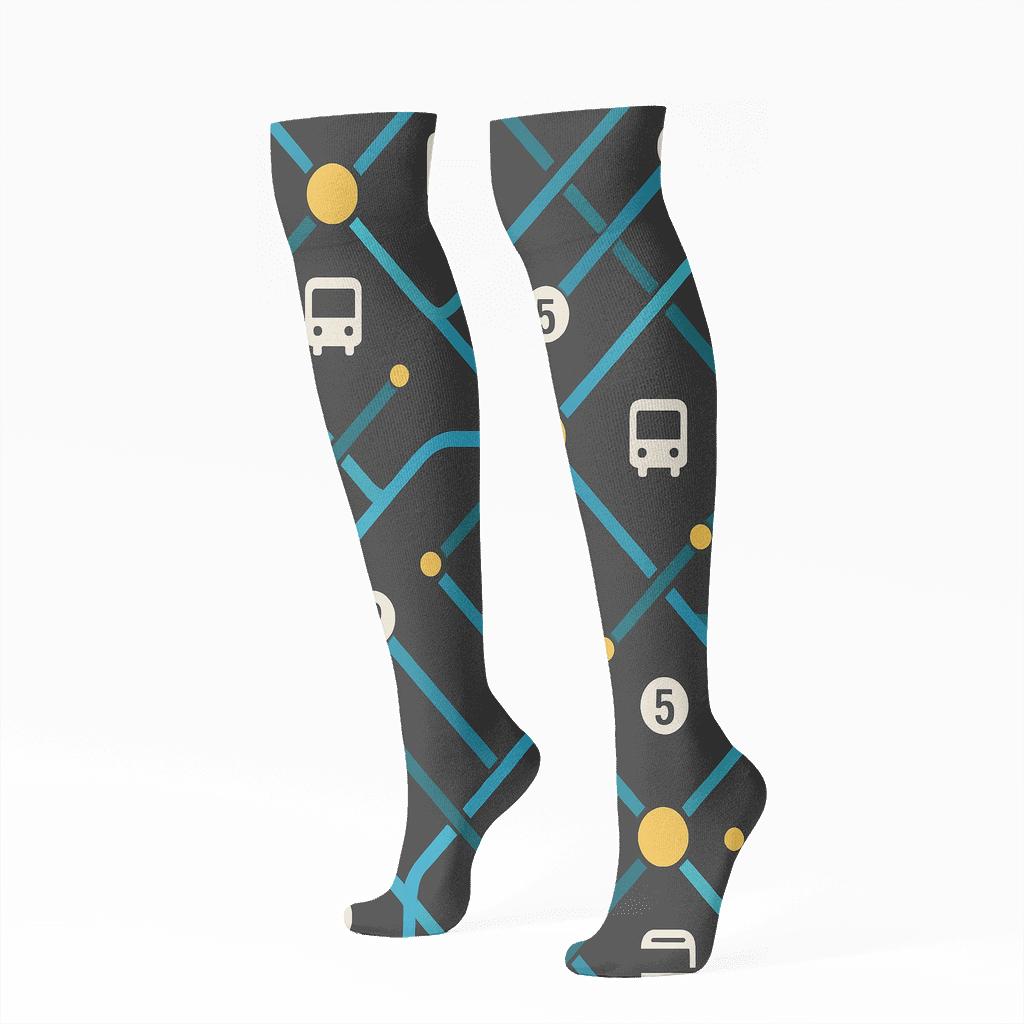Midnight Transit Lattice For The Urban Planner premium sports knee-high socks
