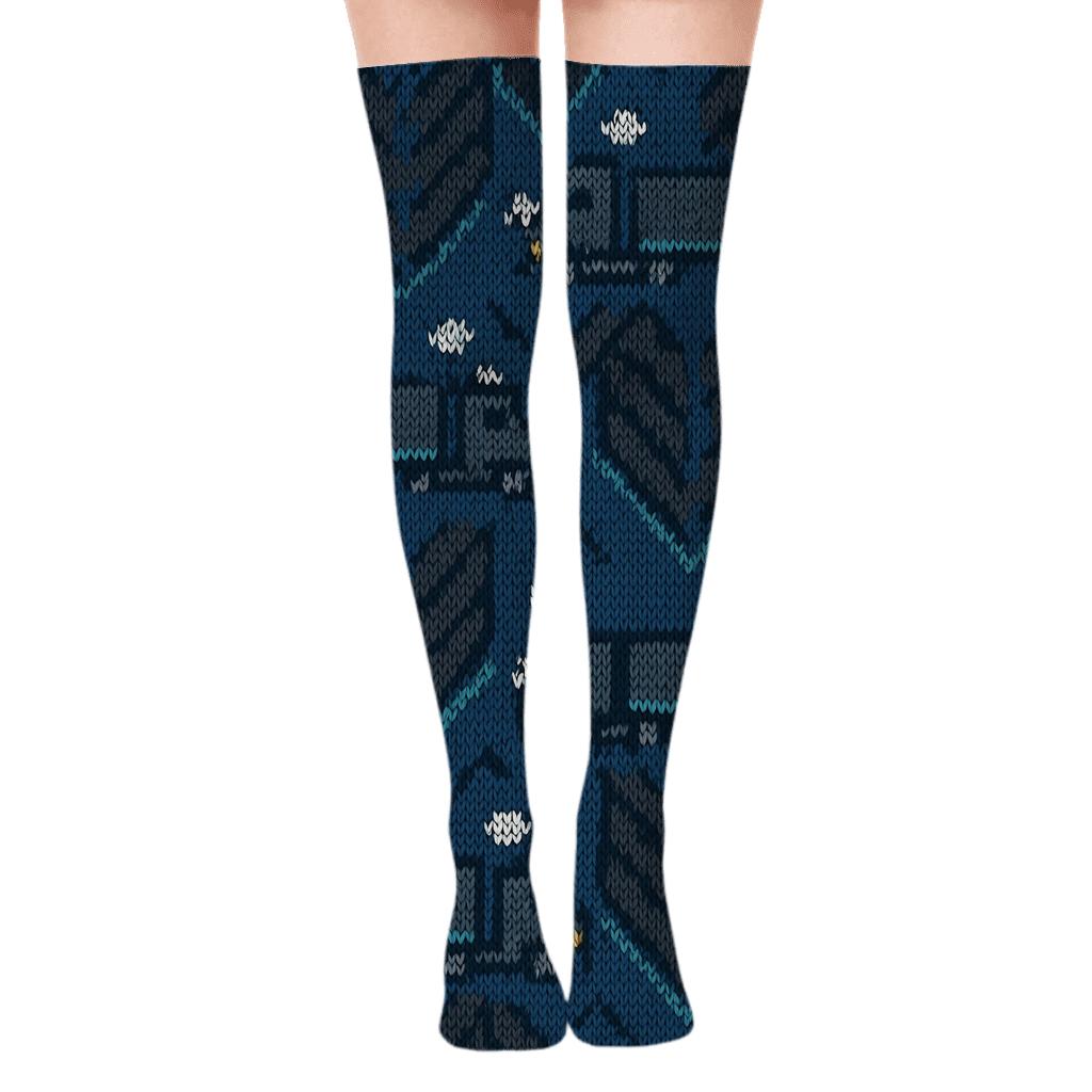 Truck Driver Tire Chevron Knit Illusion trendy patterned over-the-knee socks