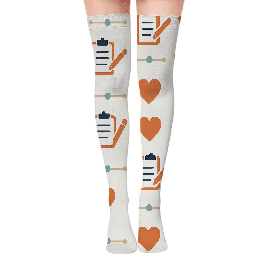 Community Support Bands With Social Worker Icons personalized over-the-knee socks