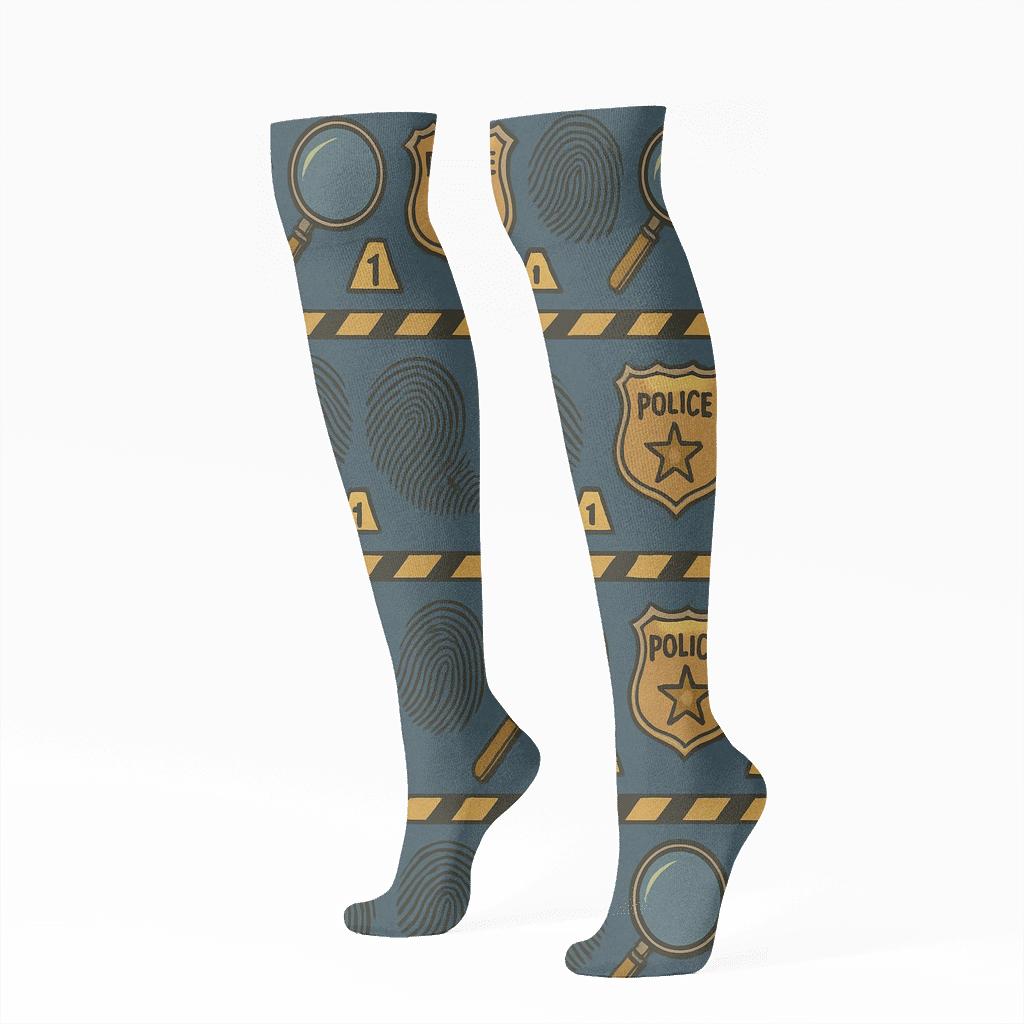 Detective Wallpaper With Police Detective Motif Bands soft everyday knee-high socks
