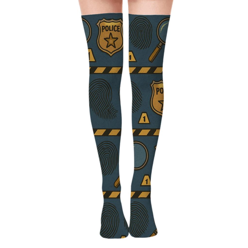 Detective Wallpaper With Police Detective Motif Bands personalized over-the-knee socks