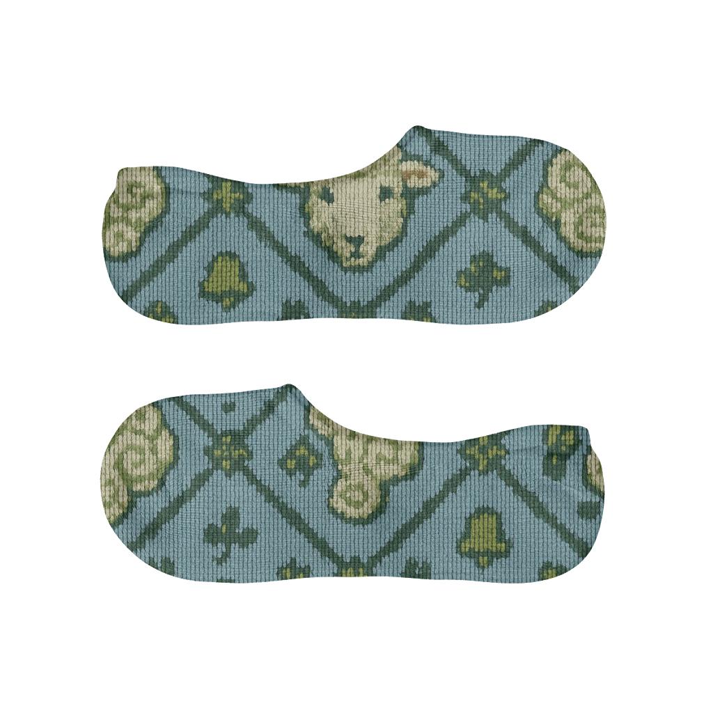 Knitted Pasture Sheep Lattice custom no-show socks