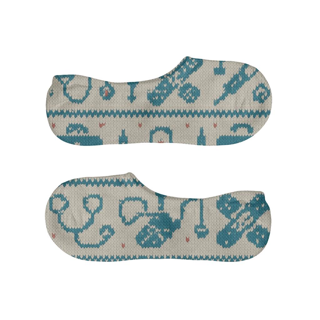 Knitted Illusion Doctor Tools Fair Isle trendy no-show sock styles