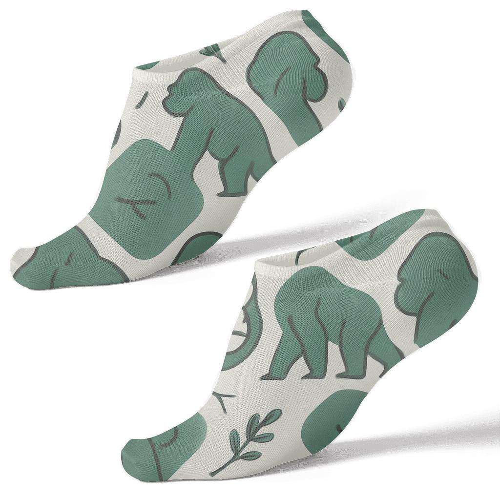 Gorilla Parade With Ape Silhouette Tiles trendy patterned ankle socks