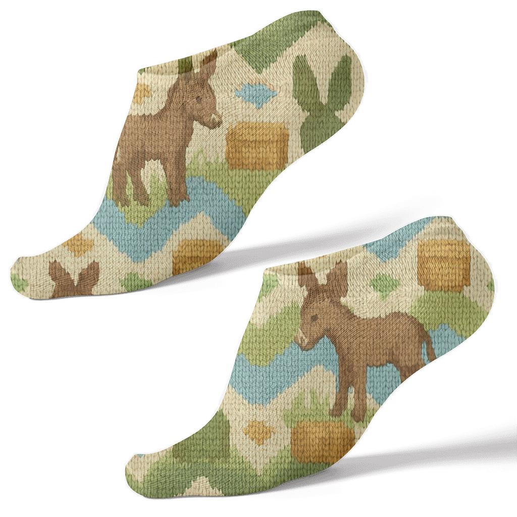 Donkey Foal Chevron Pasture Knit unique graphic ankle socks