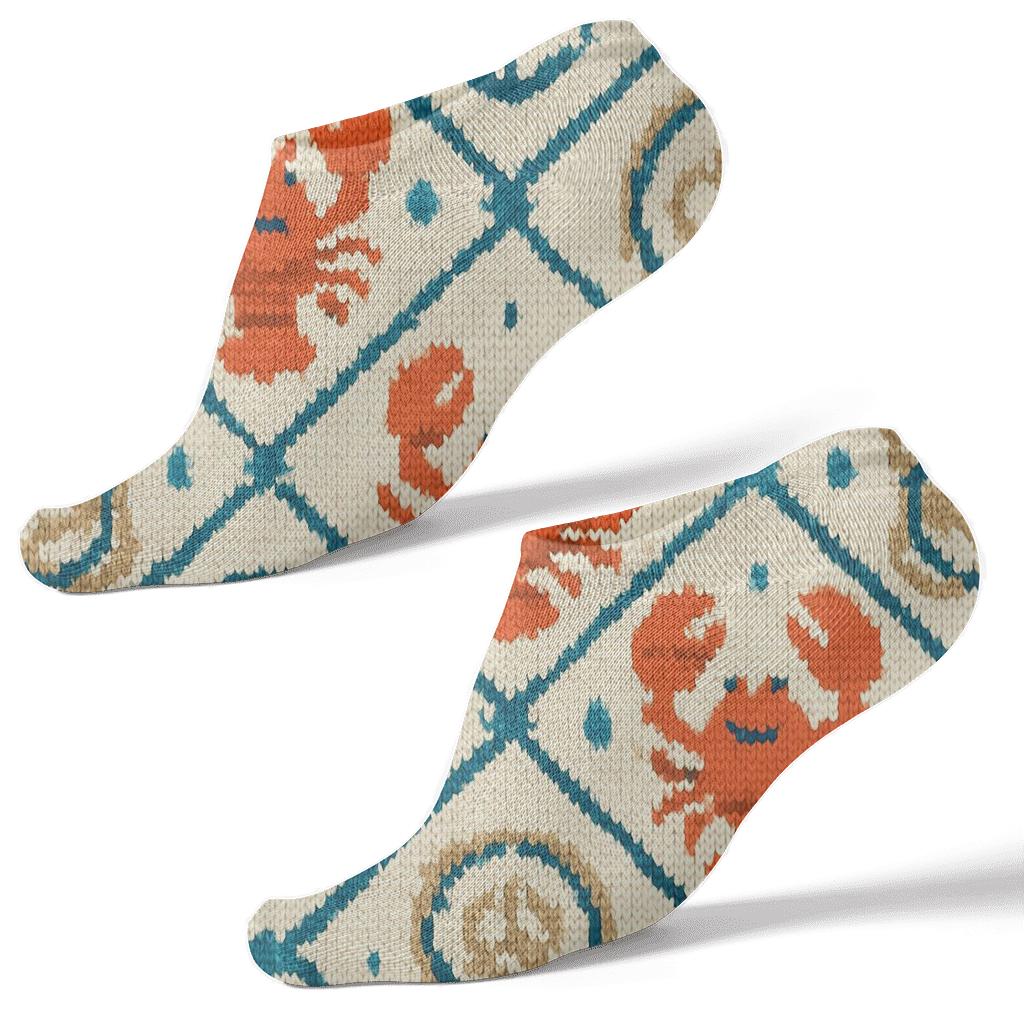 Nautical Knit Illusion Lobster Medallions soft everyday ankle socks