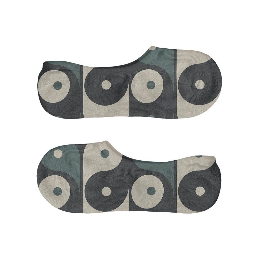 Charcoal Teardrop Wave Band Checker breathable no-show socks