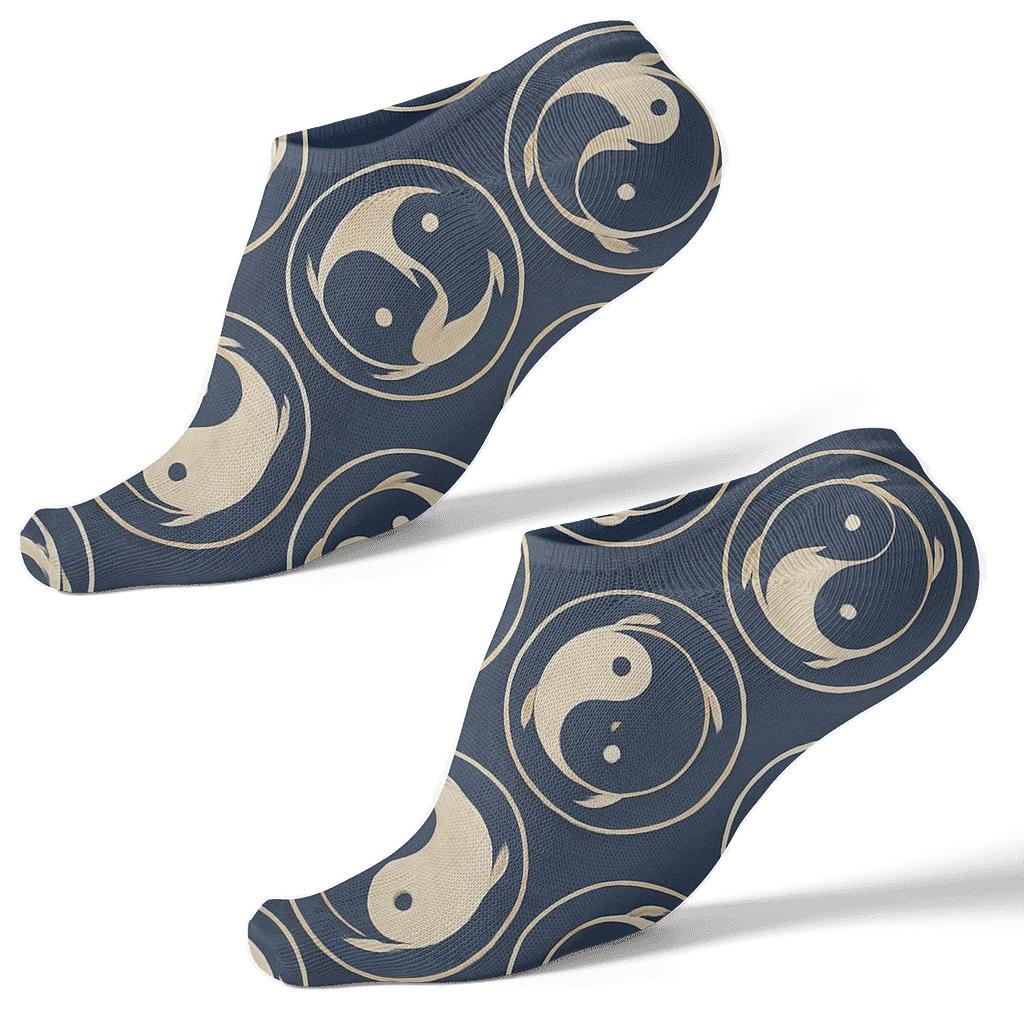 Indigo Koi Duality Mandala Tiles trendy patterned ankle socks