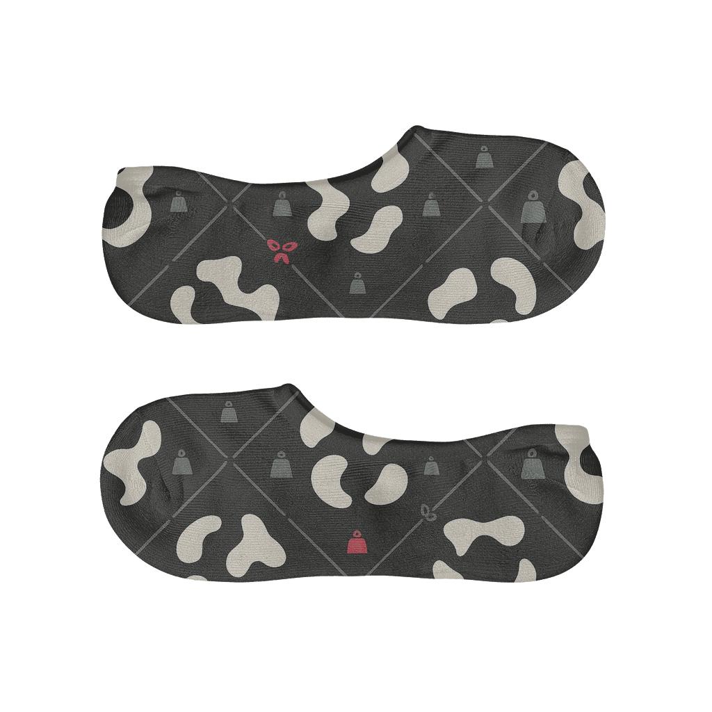 Monochrome Cowbell Lattice On Black With Bandana Micro Accents custom no-show socks