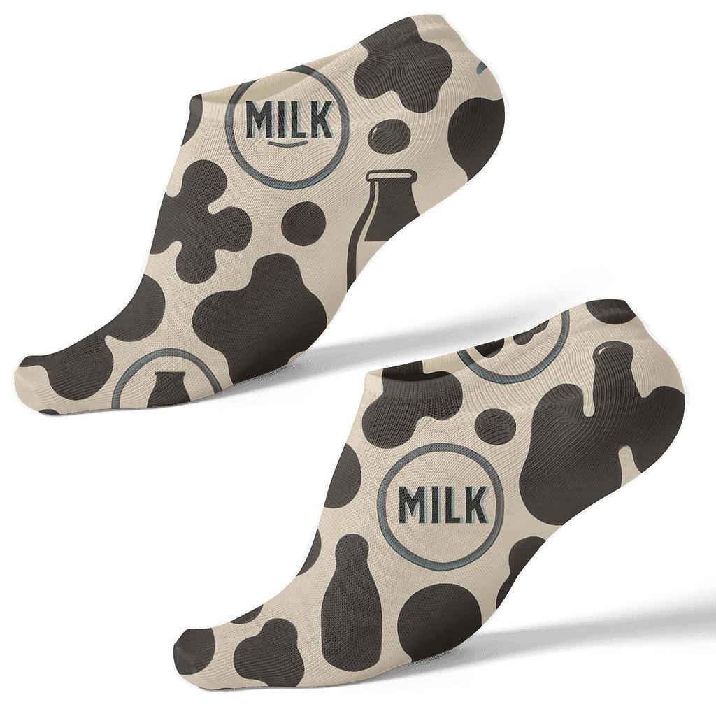 Retro Dairy Label Spots With Milk Bottle Medallions personalized ankle socks