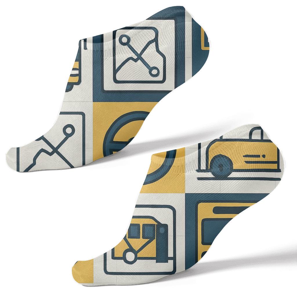 City Route Tiles For Bus Driver trendy patterned ankle socks