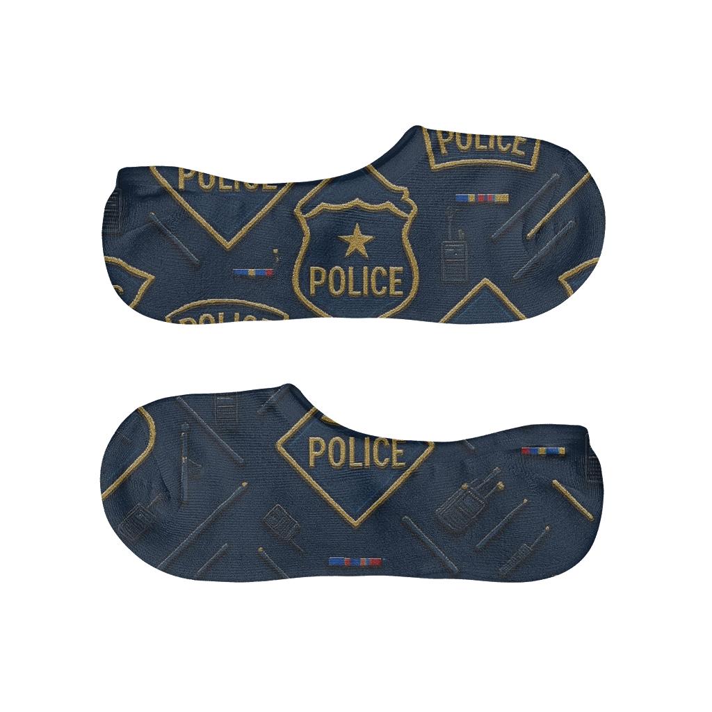 Embroidered Patch Illusion Police Officer Badge Lattice breathable seamless no-show sockscustom no-show socks