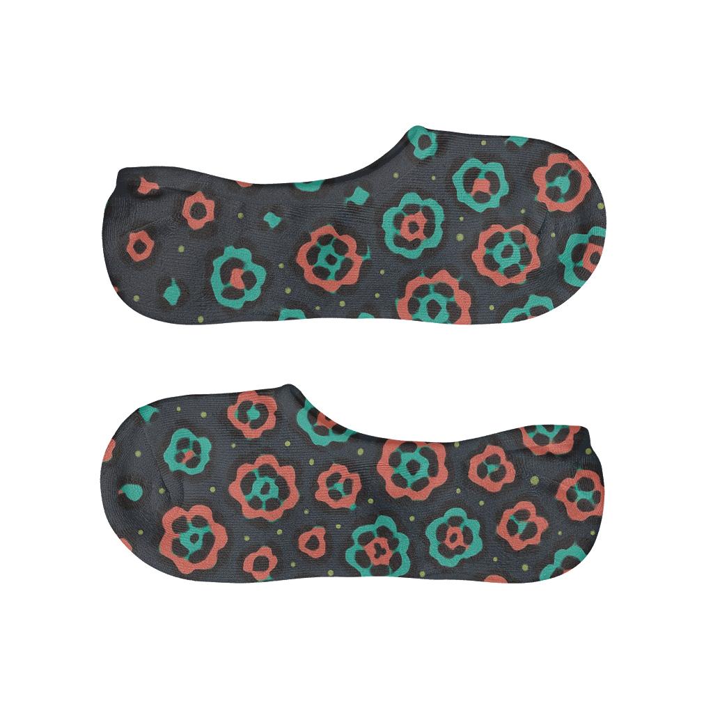 Neon Rosette Density Wave On Charcoal Background breathable no-show socks