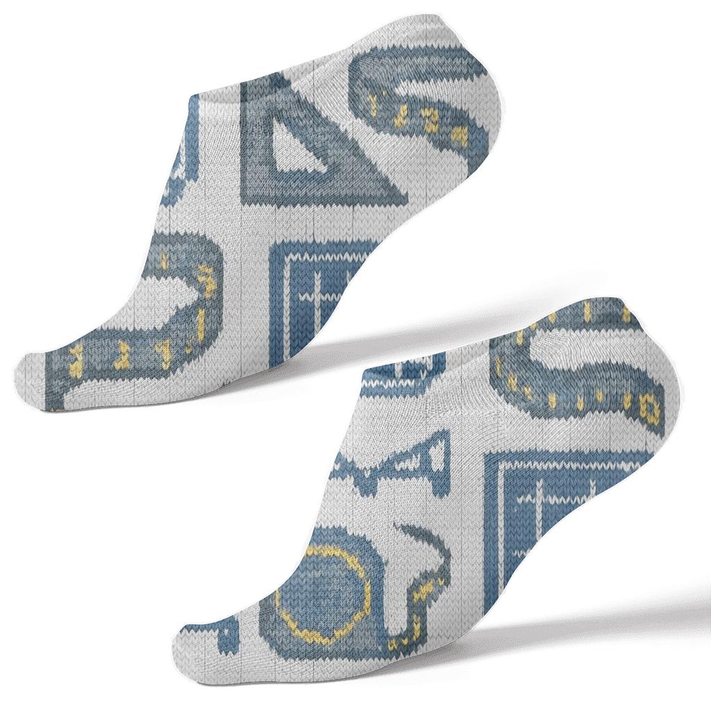 Knitted Illusion Blueprint Tiles For Civil Engineer personalized ankle socks