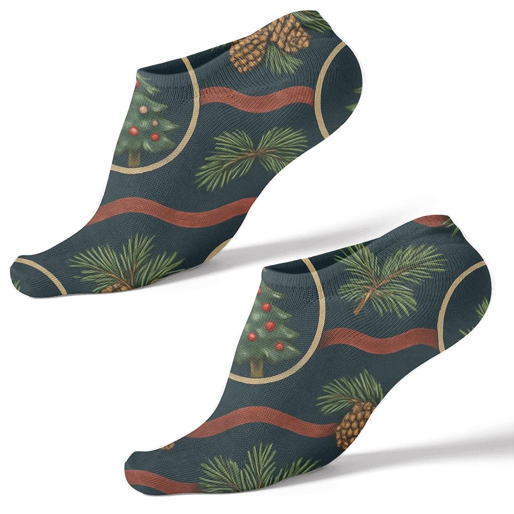 Vintage Poster Grove With Christmas Tree Medallions trendy patterned ankle socks