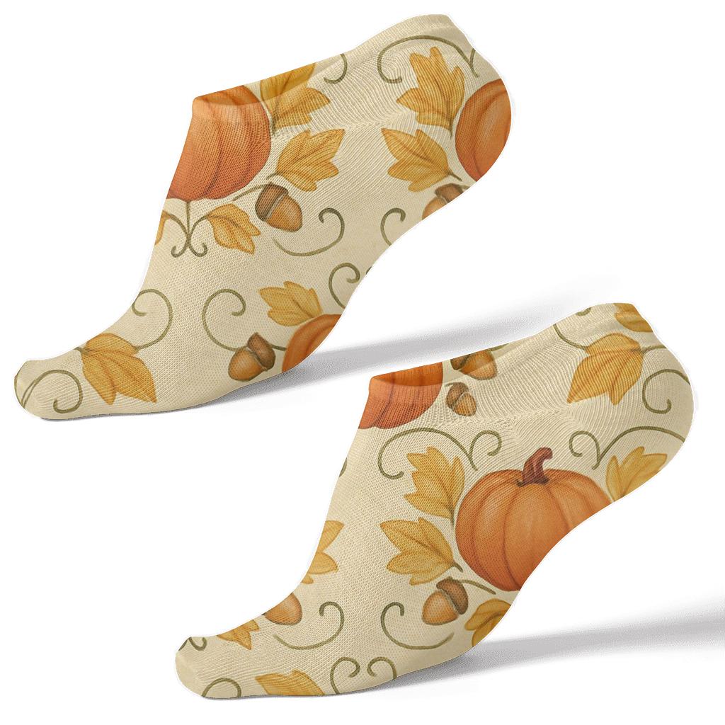 Burnt Orange Pumpkin Patch Mirror Tile On Creamy Beige Background custom ankle socks