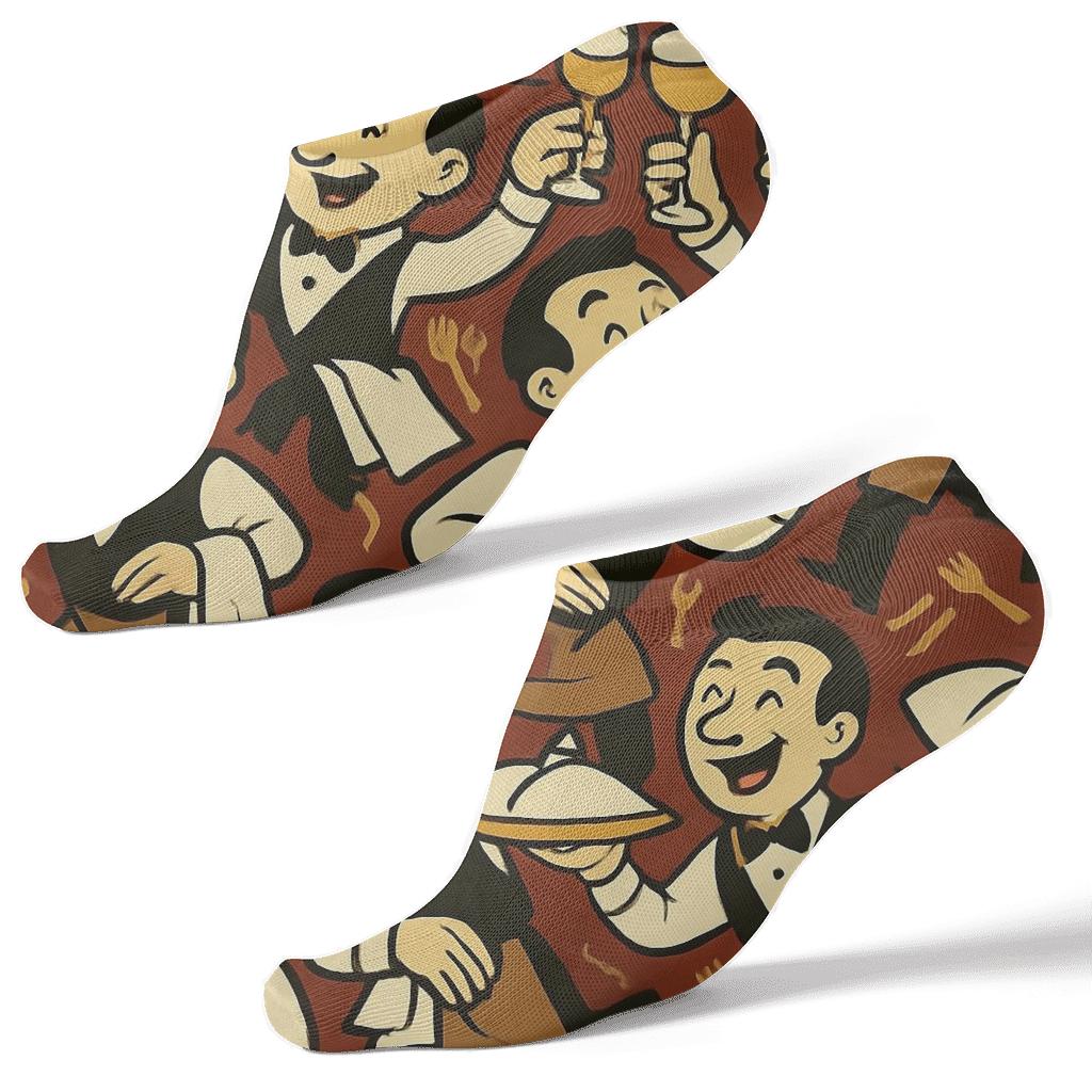 Waiter Juggling Tray Tessellation In Crimson premium sports ankle socks
