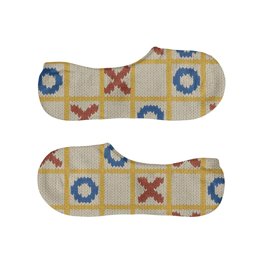Knitted Illusion Valentines Xo Icons Lattice soft cotton no-show socks