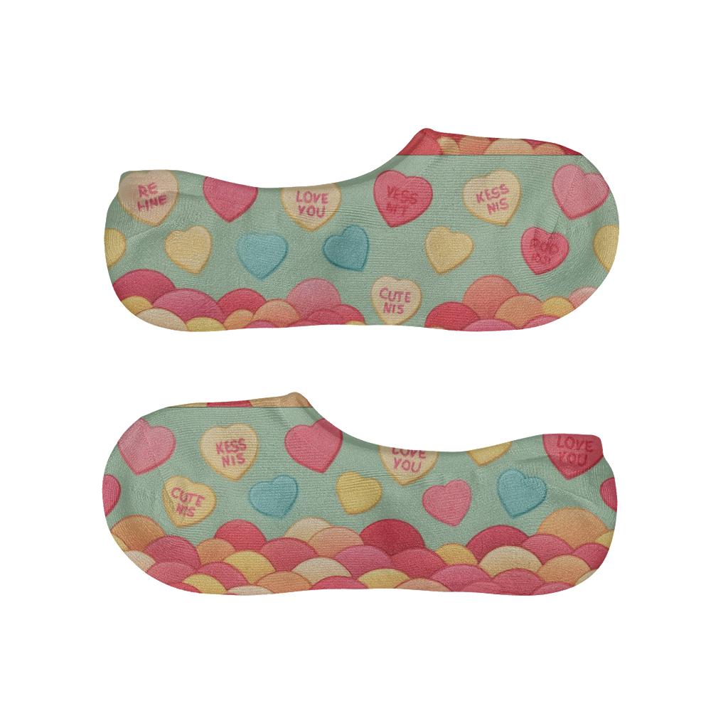 Pastel Candy Landscape With Valentine’s Candy Heart Hills comfortable invisible socks