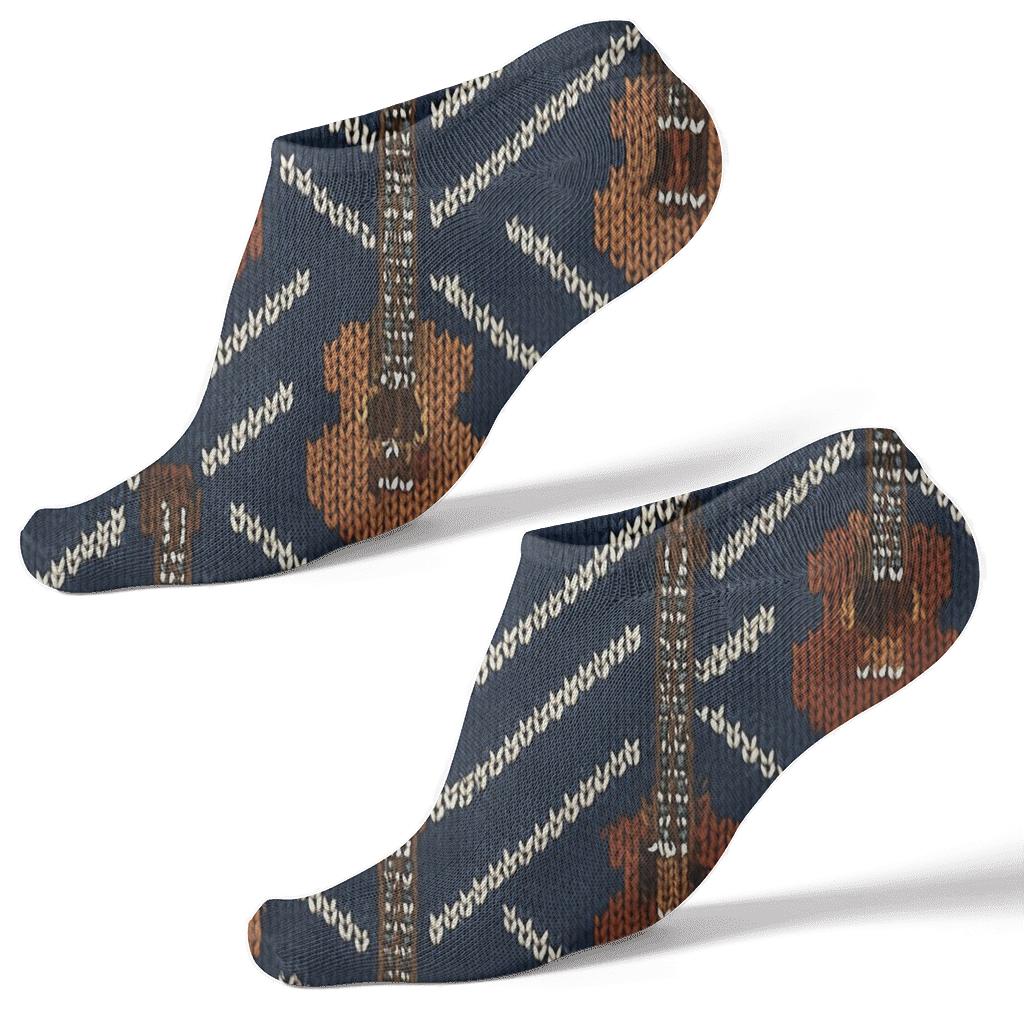 Knit Illusion Guitar Fret Chevron trendy patterned ankle socks