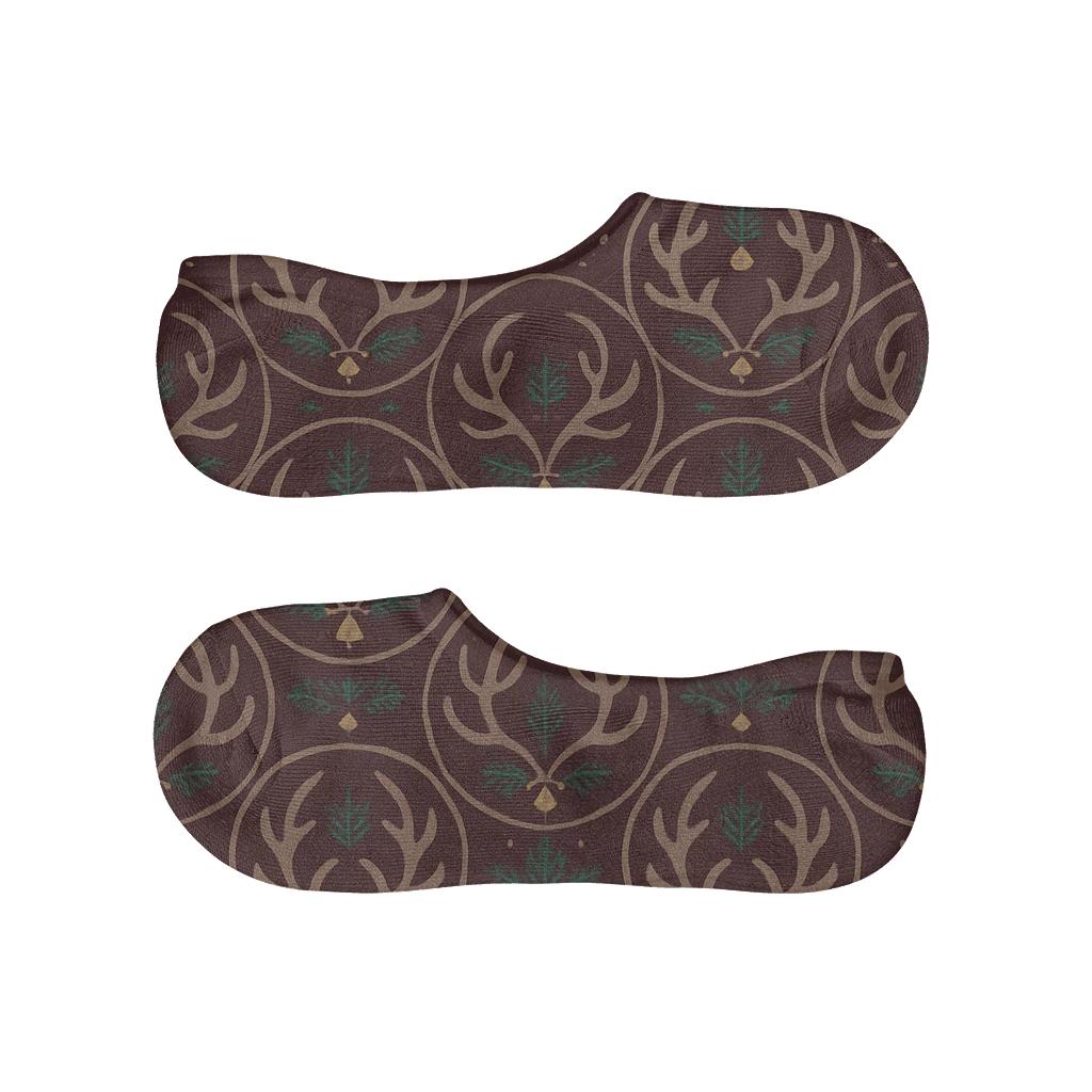 Holiday Reindeer Antler Medallion Repeat breathable seamless no-show sockscustom no-show socks